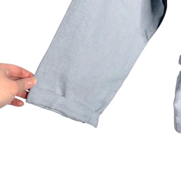 Eileen Fisher Heavy Organic Linen Drape Front Jacket Dawn Blue Size L NEW - Picture 6 of 11